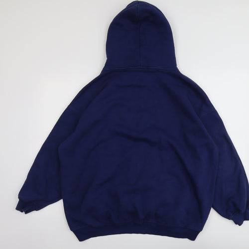 Zara Mens Blue Cotton Pullover Hoodie Size L
