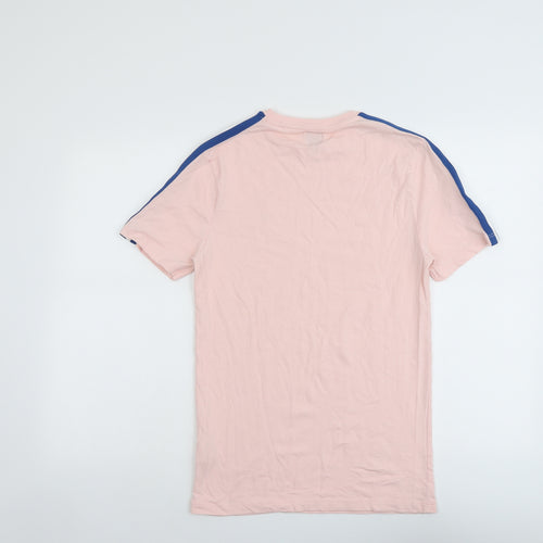 River Island Mens Pink Cotton T-Shirt Size S Round Neck