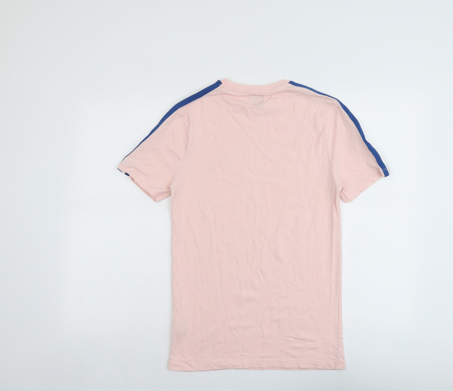 River Island Mens Pink Cotton T-Shirt Size S Round Neck