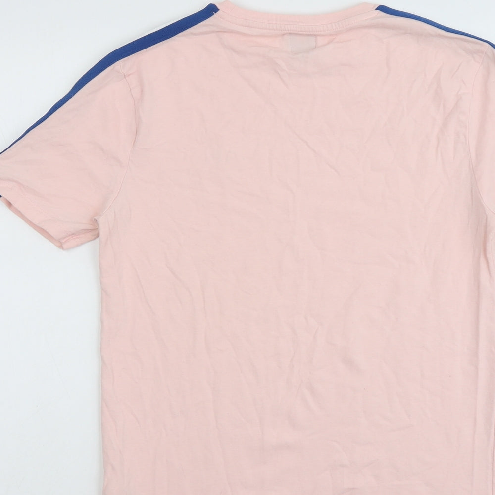 River Island Mens Pink Cotton T-Shirt Size S Round Neck