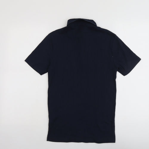 River Island Mens Blue Cotton Polo Size XS Collared Button