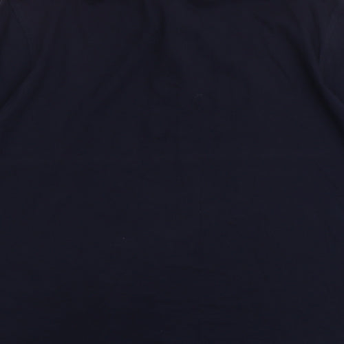 Marks and Spencer Mens Blue Geometric Cotton Polo Size L Collared Button