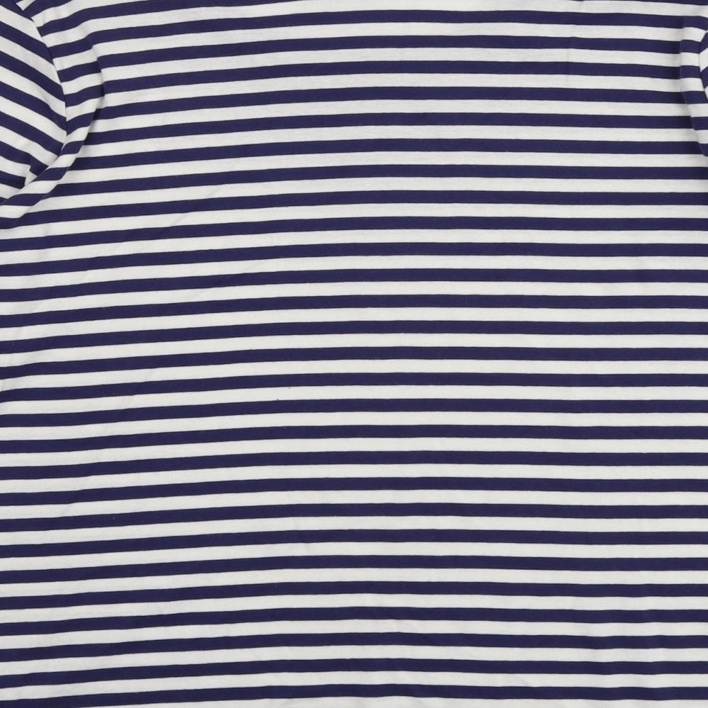 Julipa Womens Blue Striped Cotton Basic T-Shirt Size 22 Round Neck
