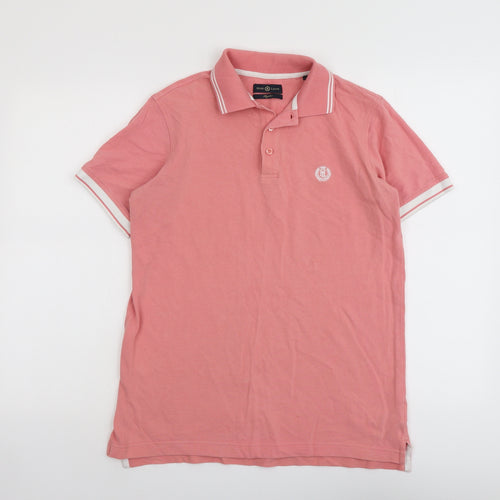 Henri Lloyd Mens Pink Cotton Polo Size S Collared Button