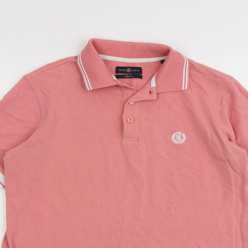 Henri Lloyd Mens Pink Cotton Polo Size S Collared Button