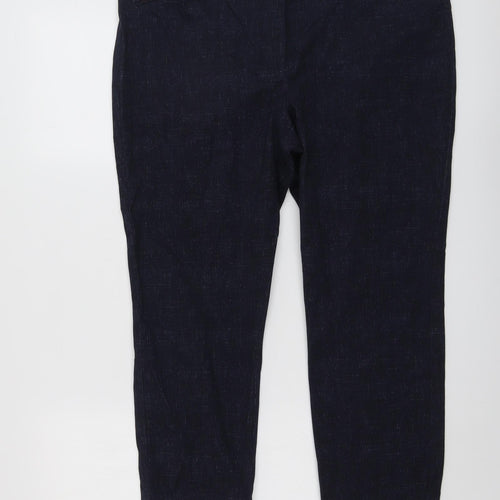 Per Una Womens Blue Cotton Chino Trousers Size 16 Regular Button