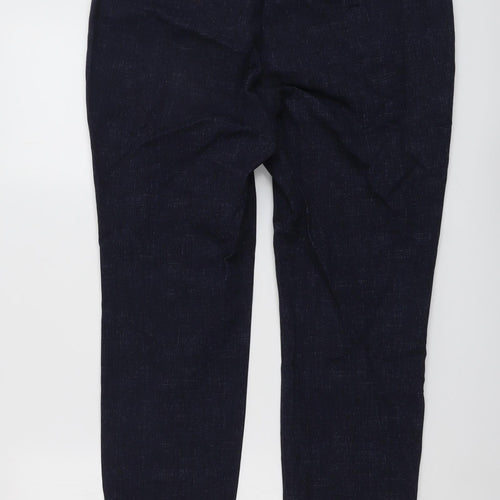 Per Una Womens Blue Cotton Chino Trousers Size 16 Regular Button