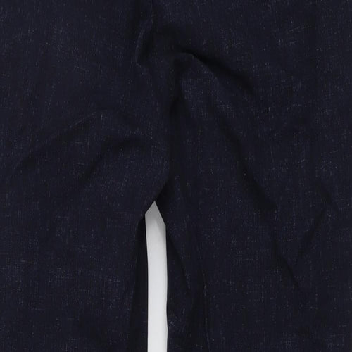 Per Una Womens Blue Cotton Chino Trousers Size 16 Regular Button