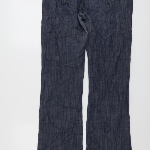NEXT Womens Blue Cotton Bootcut Jeans Size 12 L30 in Regular Button