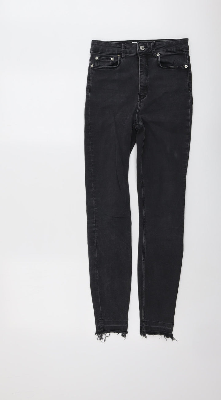 Zara Womens Grey Cotton Skinny Jeans Size 6 L27 in Regular Button