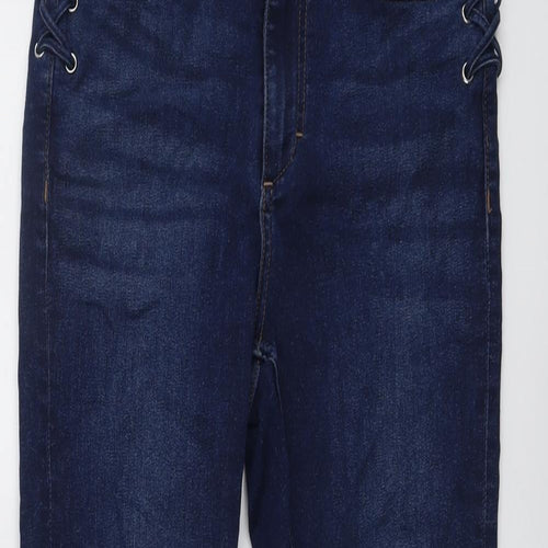 Zara Womens Blue Cotton Skinny Jeans Size 10 L27 in Regular Button