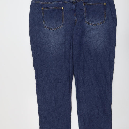 Boohoo Womens Blue Cotton Mom Jeans Size 22 L28 in Regular Button