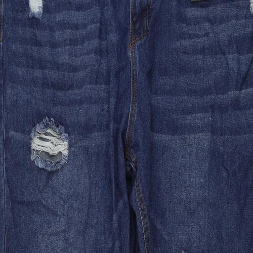 Boohoo Womens Blue Cotton Mom Jeans Size 22 L28 in Regular Button