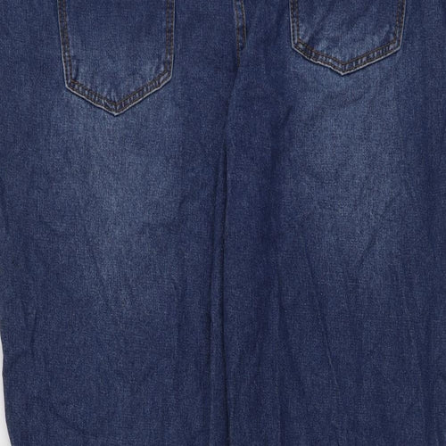 Boohoo Womens Blue Cotton Mom Jeans Size 22 L28 in Regular Button