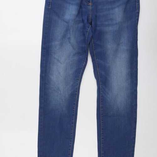 Marks and Spencer Womens Blue Cotton Skinny Jeans Size 10 L30 in Relaxed Button