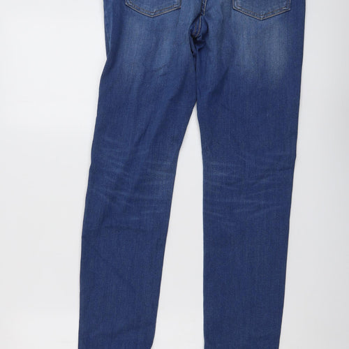 Marks and Spencer Womens Blue Cotton Skinny Jeans Size 10 L30 in Relaxed Button