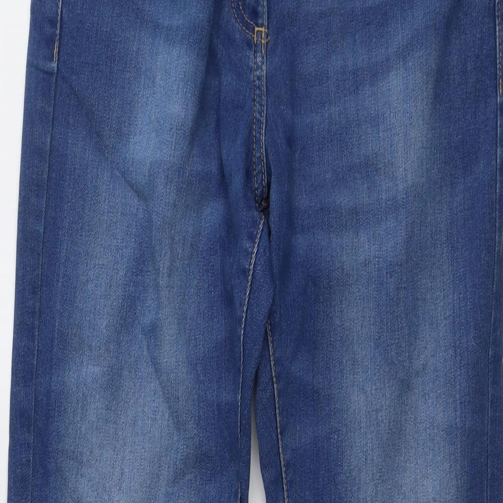 Marks and Spencer Womens Blue Cotton Skinny Jeans Size 10 L30 in Relaxed Button