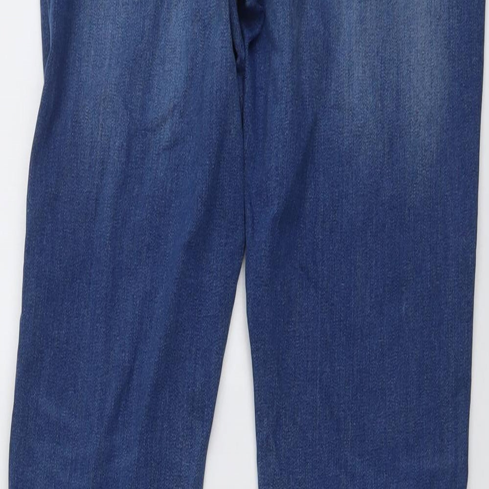 Marks and Spencer Womens Blue Cotton Skinny Jeans Size 10 L30 in Relaxed Button