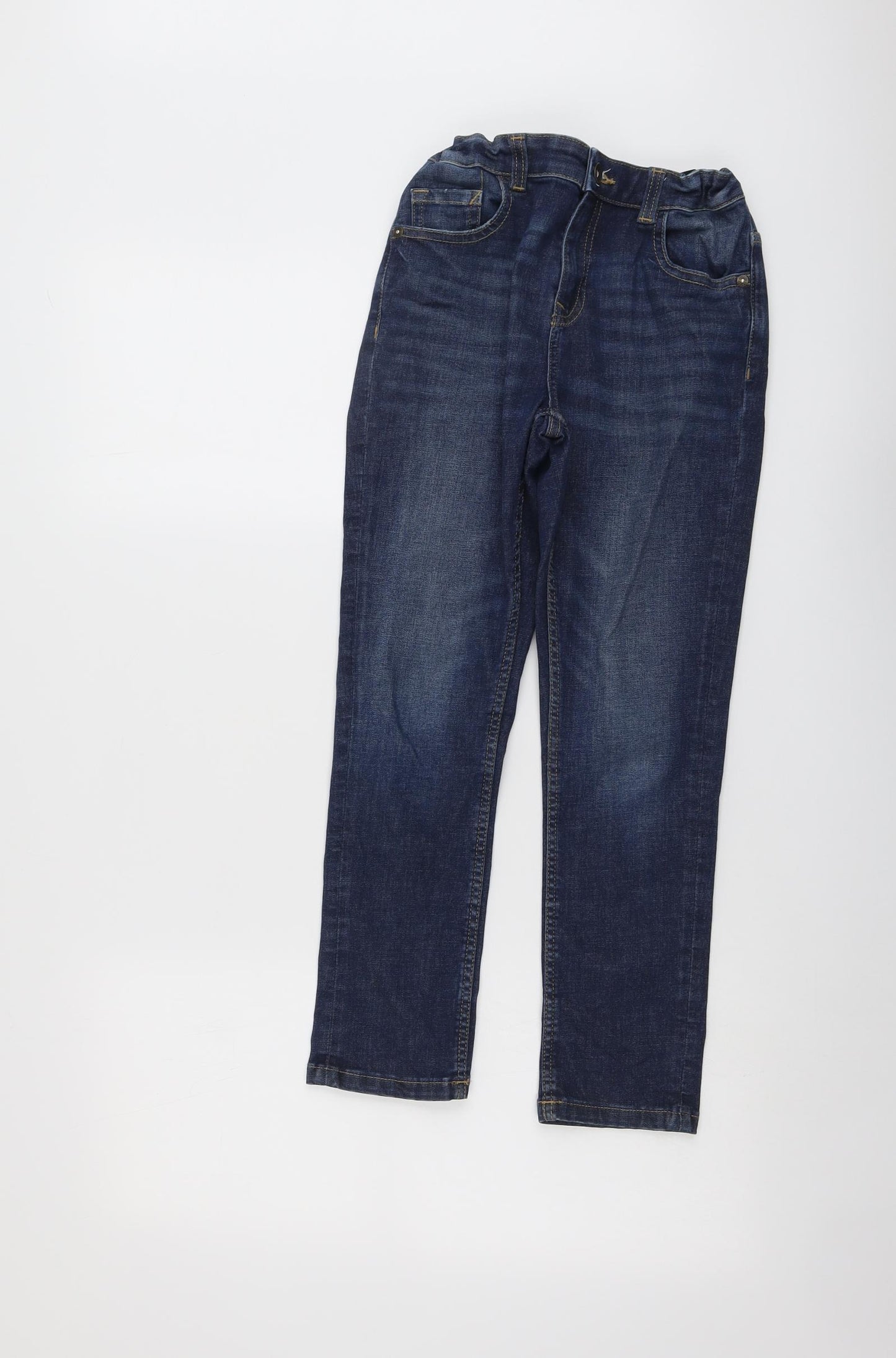 Marks and Spencer Boys Blue Cotton Skinny Jeans Size 10-11 Years Regular Button