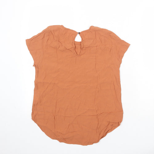 H&M Womens Brown Viscose Basic Blouse Size 12 Round Neck