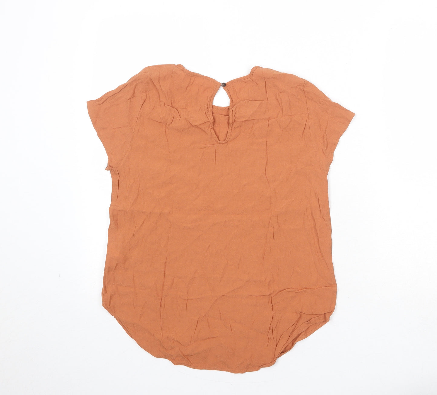 H&M Womens Brown Viscose Basic Blouse Size 12 Round Neck