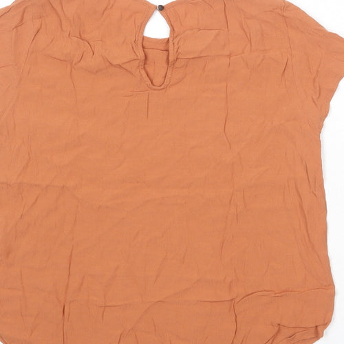 H&M Womens Brown Viscose Basic Blouse Size 12 Round Neck