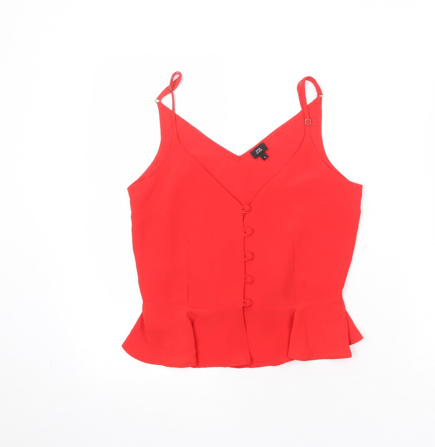 River Island Womens Red Polyester Camisole Tank Size 8 V-Neck