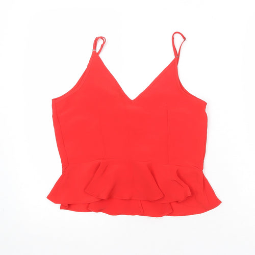 River Island Womens Red Polyester Camisole Tank Size 8 V-Neck