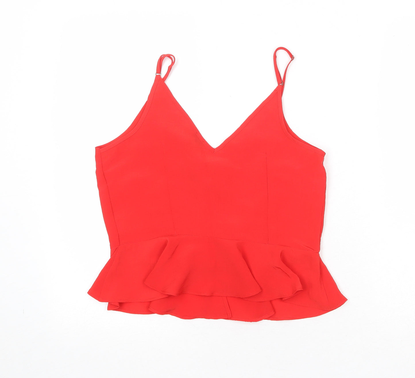 River Island Womens Red Polyester Camisole Tank Size 8 V-Neck