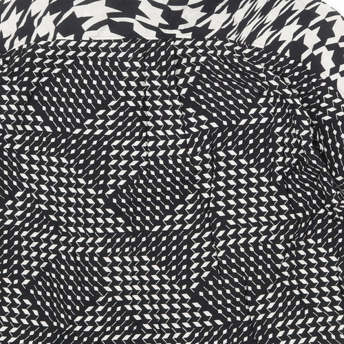 NEXT Womens Black Geometric Viscose Basic Button-Up Size 10 Collared