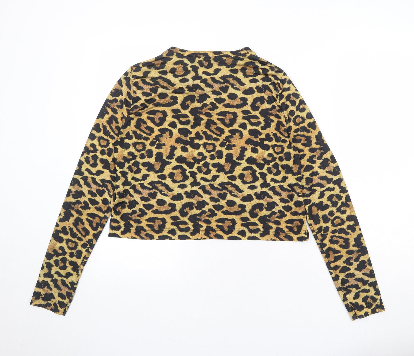 COLLUSION Womens Multicoloured Animal Print Polyester Basic T-Shirt Size 14 Round Neck - Leopard Pattern