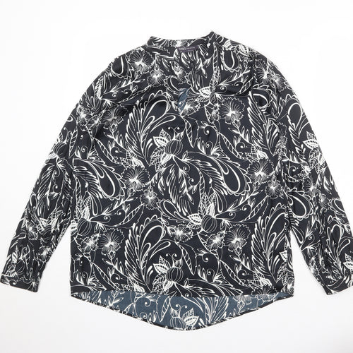 Marks and Spencer Womens Black Geometric Polyester Basic Blouse Size 8 V-Neck
