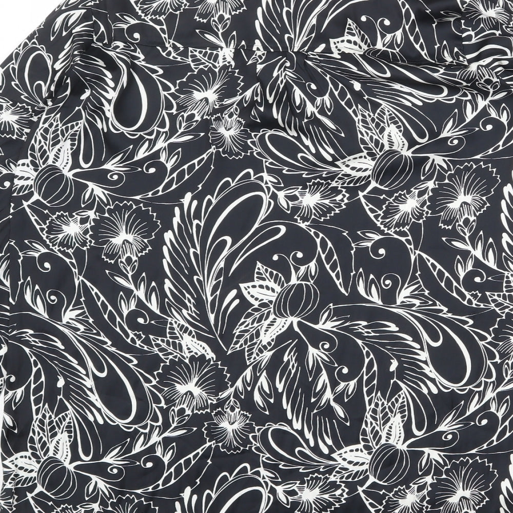 Marks and Spencer Womens Black Geometric Polyester Basic Blouse Size 8 V-Neck