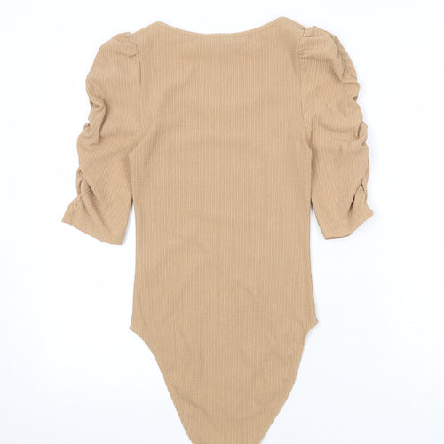 New Look Womens Beige Polyester Bodysuit One-Piece Size 6 Snap