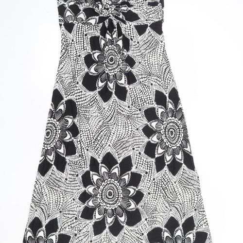 Per Una Womens White Geometric Viscose Maxi Size 14 V-Neck Pullover