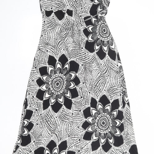 Per Una Womens White Geometric Viscose Maxi Size 14 V-Neck Pullover