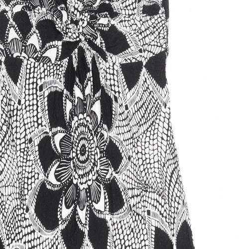 Per Una Womens White Geometric Viscose Maxi Size 14 V-Neck Pullover