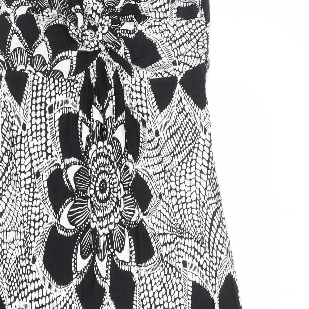 Per Una Womens White Geometric Viscose Maxi Size 14 V-Neck Pullover