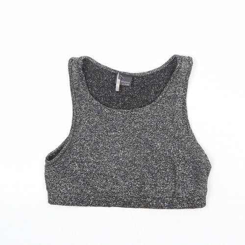 Sparkle & Fade Womens Black Polyester Cropped Tank Size S Round Neck