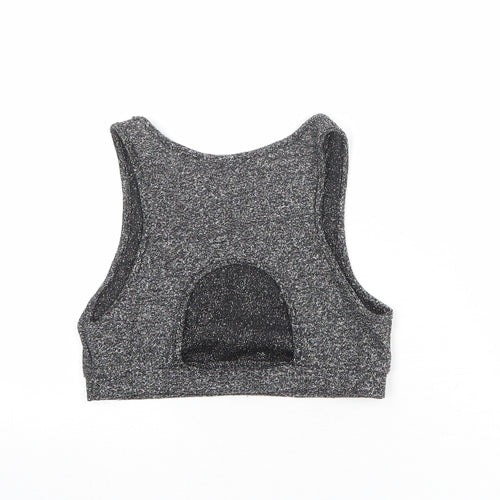 Sparkle & Fade Womens Black Polyester Cropped Tank Size S Round Neck
