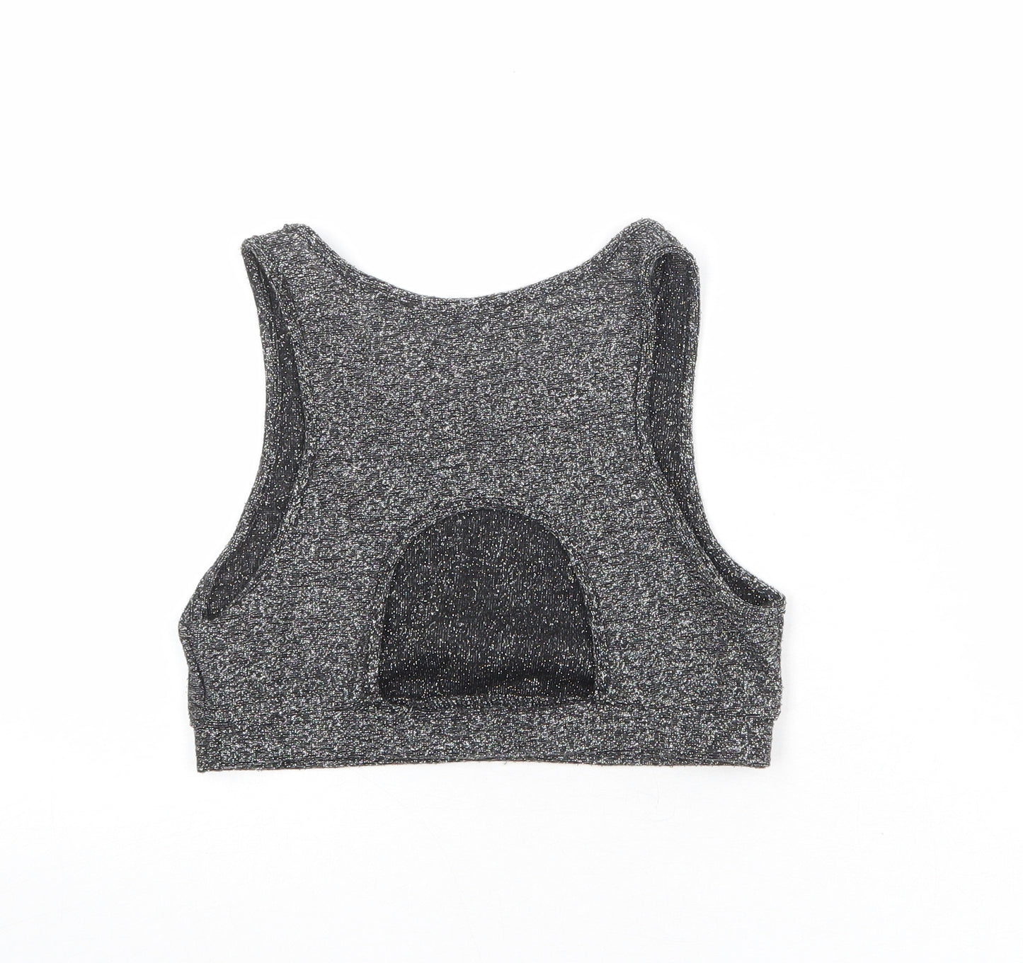 Sparkle & Fade Womens Black Polyester Cropped Tank Size S Round Neck