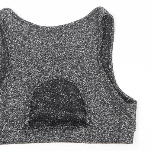 Sparkle & Fade Womens Black Polyester Cropped Tank Size S Round Neck