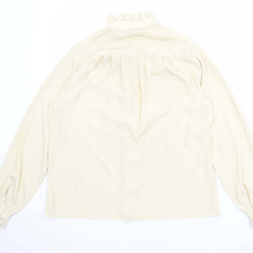 Windsmoor Womens Beige Polyester Basic Button-Up Size 16 Round Neck