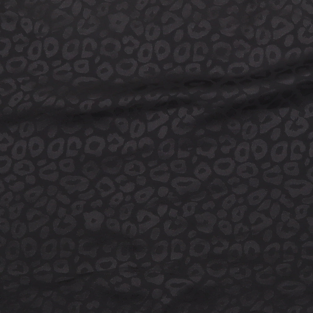 New Look Womens Black Animal Print Polyester Basic Button-Up Size 28 V-Neck - Leopard Pattern