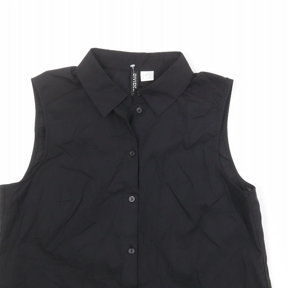 Divided by H&M Womens Black 100% Cotton Basic Button-Up Size 8 Collared