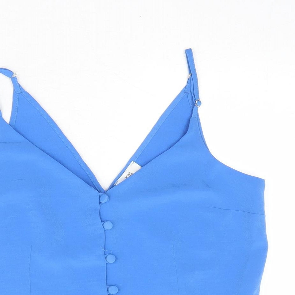 River Island Womens Blue Polyester Camisole Tank Size 8 V-Neck