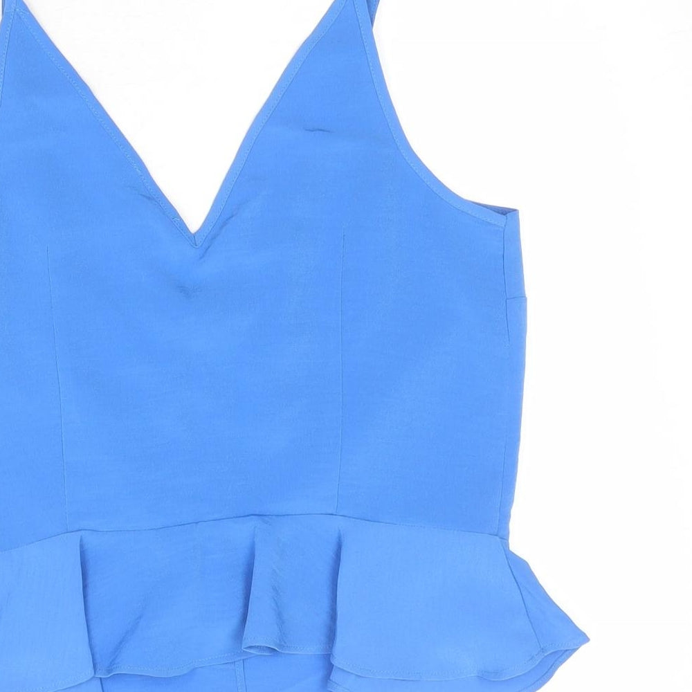 River Island Womens Blue Polyester Camisole Tank Size 8 V-Neck
