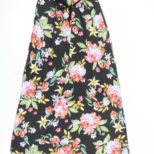 Boohoo Womens Black Floral Polyester Maxi Size 10 Off the Shoulder Pullover