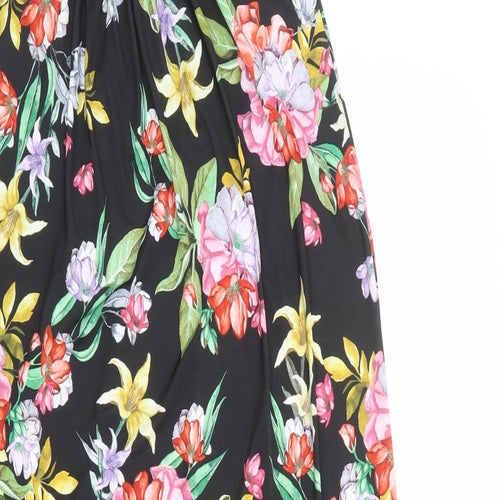Boohoo Womens Black Floral Polyester Maxi Size 10 Off the Shoulder Pullover