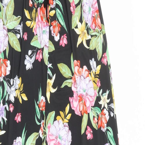 Boohoo Womens Black Floral Polyester Maxi Size 10 Off the Shoulder Pullover